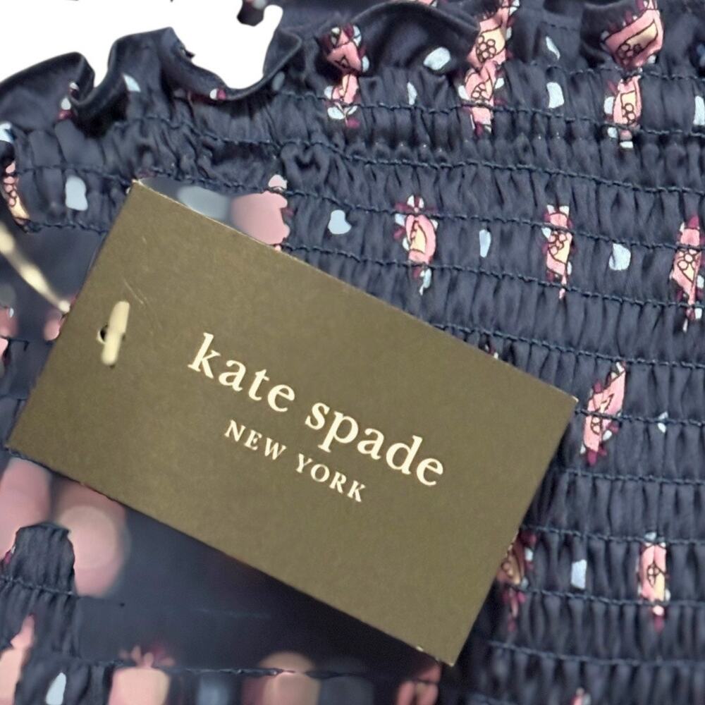 NWT Kate Spade Dress - S/XS - Navy Blue Print w/ Pockets & Optional Straps - Picture 3 of 12